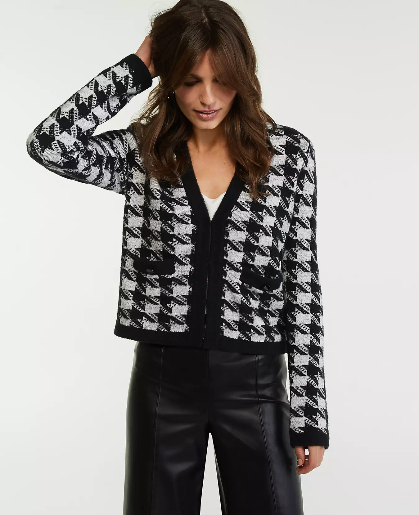 Houndstooth Jacquard Jacket | Ann Taylor | Ann Taylor (US)