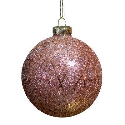 Northlight 2-Finish Rose Gold Etched Stripes Glass Christmas Ball Ornament 4" (100mm) | Target