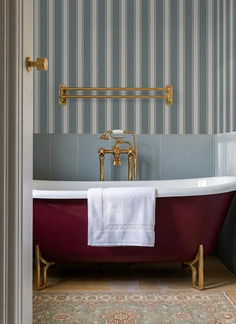 Classic Striped Wallpaper \u2013 Victorian Peel & Stick or Non-Woven Wall Covering in Custom Colo... | Etsy (Global)