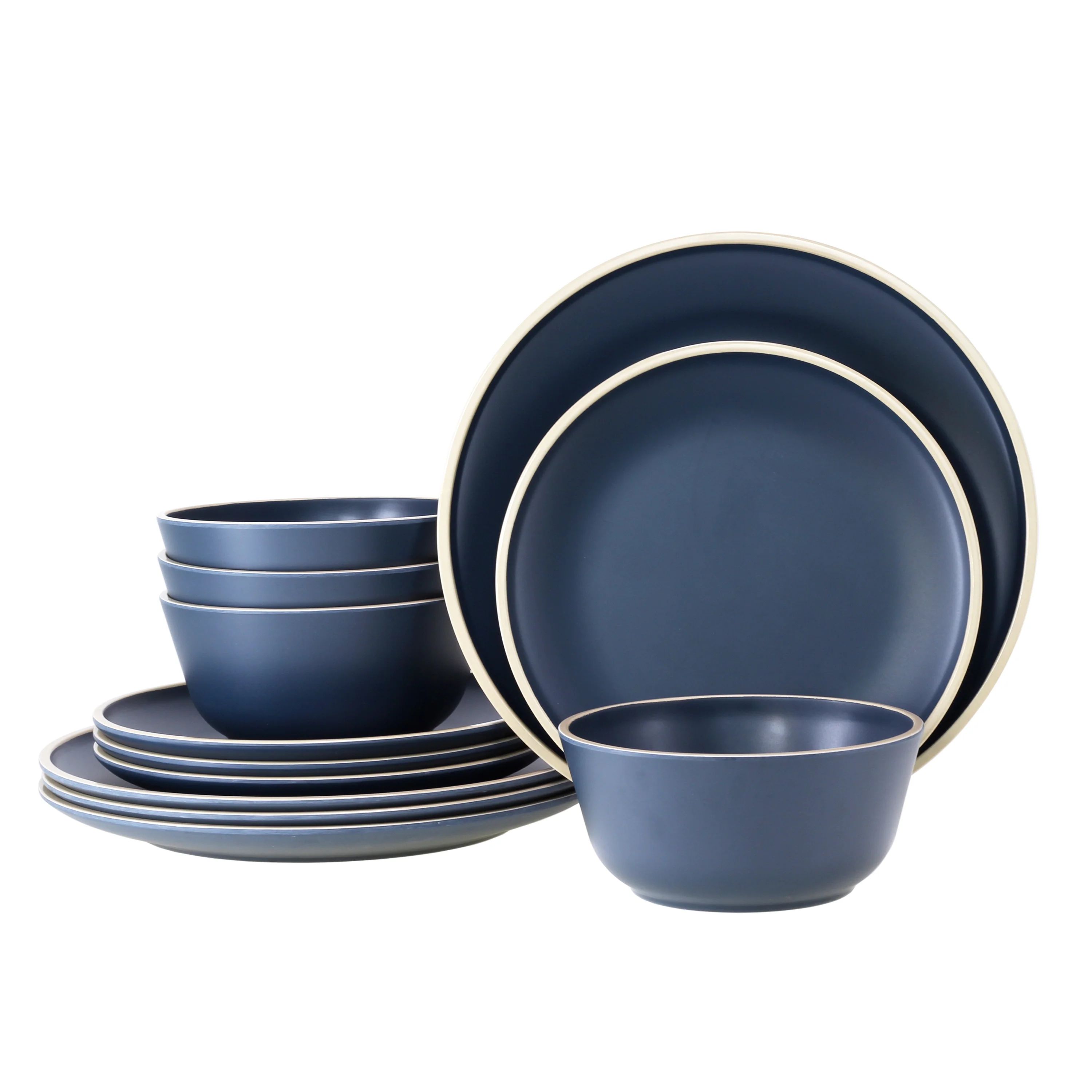 12 Pcs Melamine Plates and Bowls Sets, Dinnerware Sets for 4,Nautical Dinnerware Sets, Dishwasher... | Walmart (US)