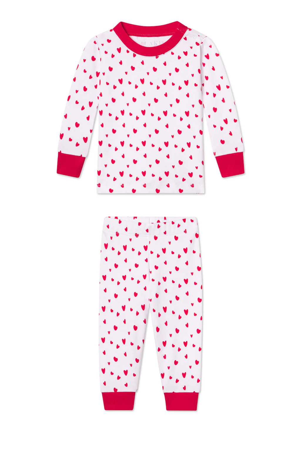 Baby Long-Long Set in Red Mini Heart | Lake Pajamas