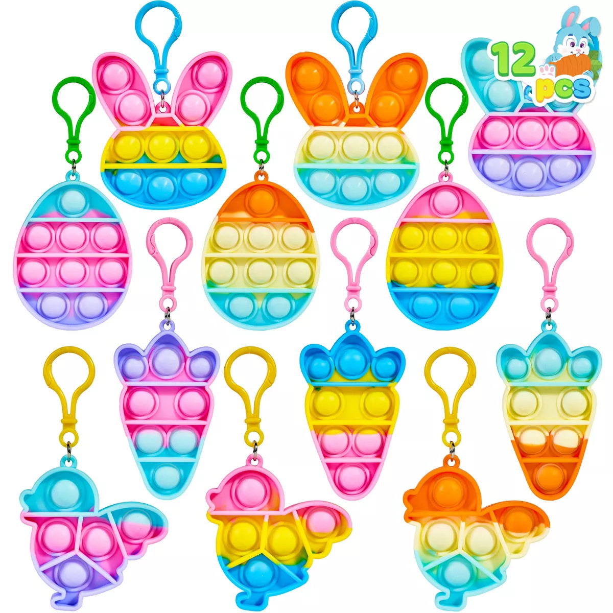 Joyfy 12 Pcs Easter Pop Fidget Toys, Pop Keychain, Fidget Sensory Simple Pop Toy for Kids Easter ... | Target