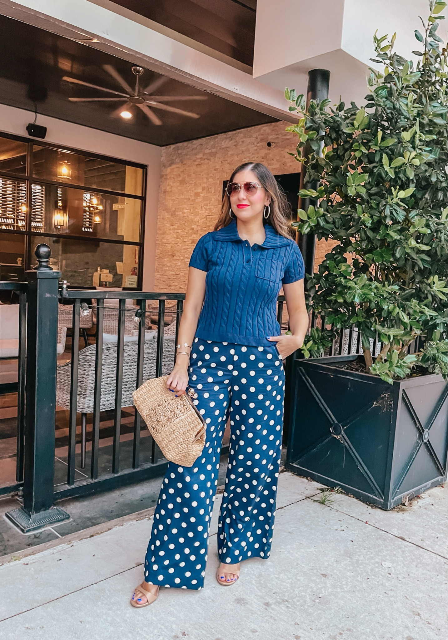 Super cute cable polo pullover sweater with polka dot pants. The pants are wide leg and so comfy 💙 True to size from Target Style! 


#LTKWorkwear #LTKTravel #LTKootd