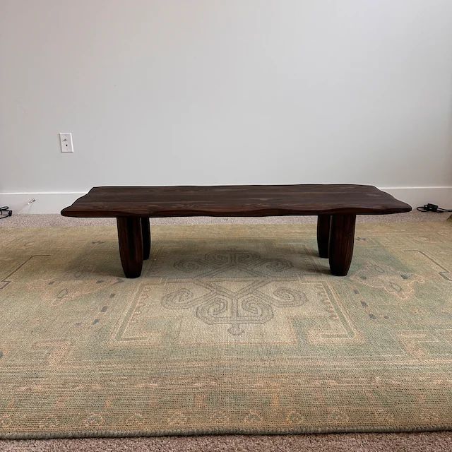 Rustic Low Wood Dark Brown Coffee Table Living Room Handmade Furniture - Etsy | Etsy (US)