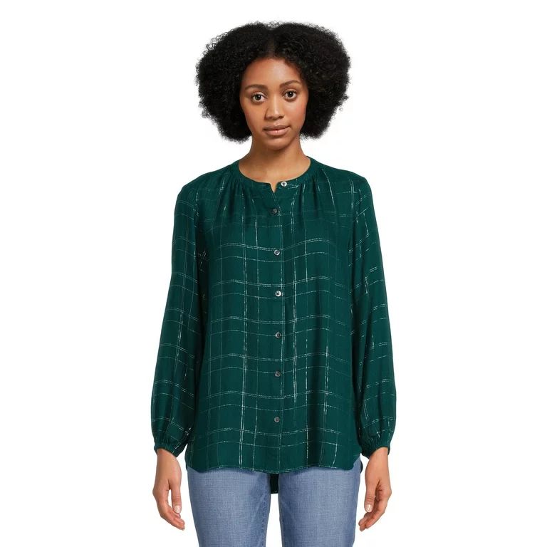 Time and Tru Women's Fashion Top with Long Sleeves, Sizes XS-3XL | Walmart (US)