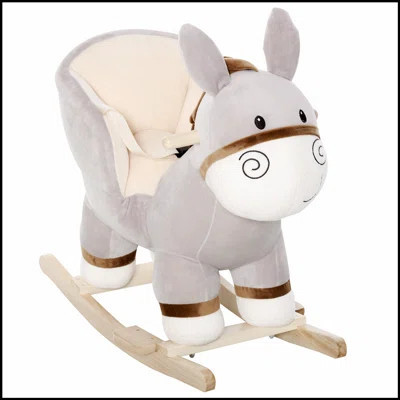 Plush Donkey Rocking Horse with Sound, Wooden Base, Safety Belt for Toddlers 18-36 Months, Comfortable and Engaging Toy | Wayfair North America