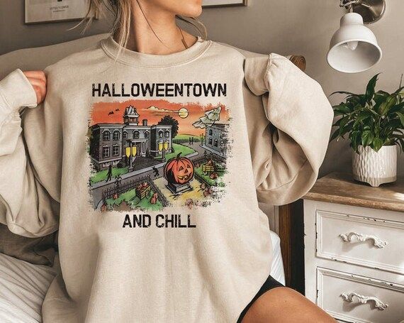Halloweentown and Chill Crewneck Sweatshirt. Halloweentown Sweatshirt, Pumpkin Sweatshirt, Hallow... | Etsy (US)