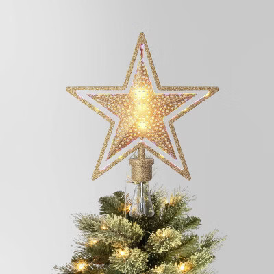 Christmas Lit Auto Rotating Star Tree Topper 5 Point Gold - Wondershop™ | Target