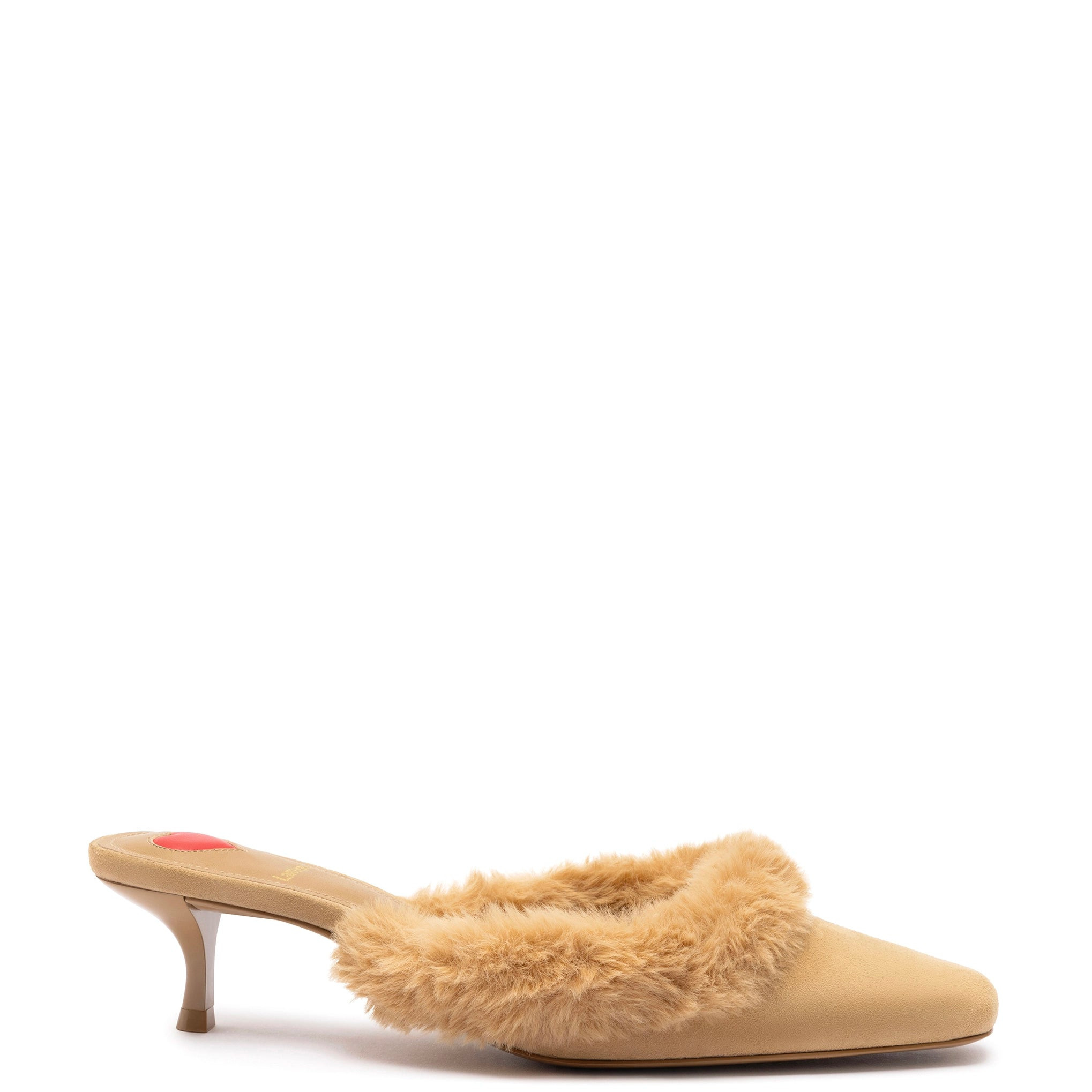 Amal Faux Fur Mule In Peanut Suede | Larroude