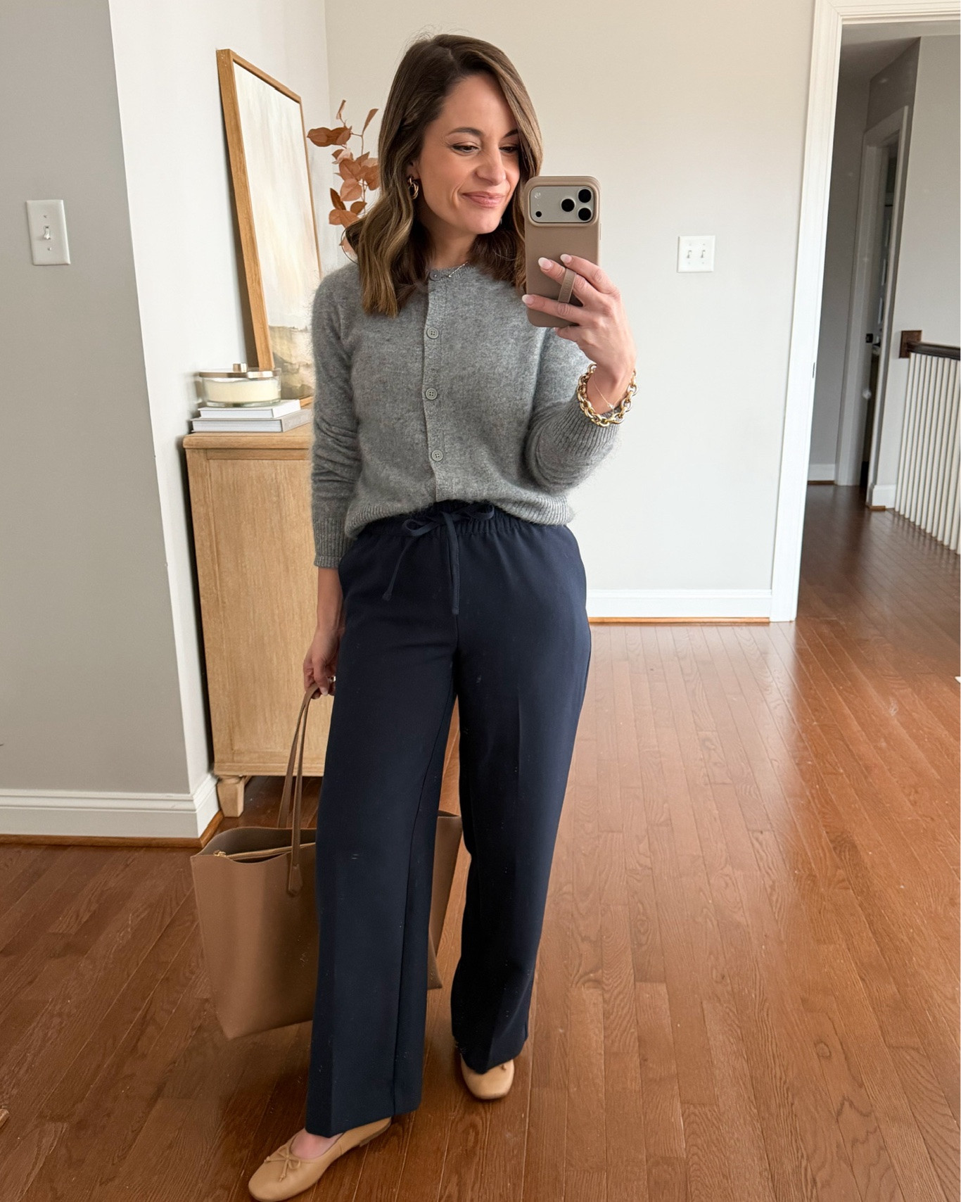 Styling a couple of my favorite petite-friendly grey sweaters for work!

Outfit 1:
Cardigan (Quince): xs (link shows it in green, tap through for gray)
Navy pants (Banana Republic Factory): petite xxs - 10” rise, 27” inseam
Tote (Quince)
Ballet flats (Sam Edelman): tts

Outfit 2:
Ultra-Stretch Ponte Cropped Wide Leg Pants (Quince): 0 Short (24” inseam, 11” rise) in Navy
Women's Brushed Cashmere Tee (Quince): XS 
Sofia European Leather Skinny Belt (Quince): XS in Mushroom
Vivienne Work Tote: in Cognac
Loafers: tts

Outfit 3:
Cardigan (Quince): xs
Jeans (Quince): 24 short - 10.5” rise (a little lower in smaller sizes), 28” inseam in short (26” in extra short).
Suede boots: tts

My measurements for reference: I’m 4’10” and 105lbs. My bust, waist, and hip measurement is 32”, 24”, and 36”.

#LTKSeasonal #LTKPetite #LTKWorkwear