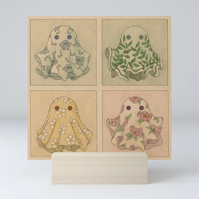Floral Ghosties Mini Art Print | Society6