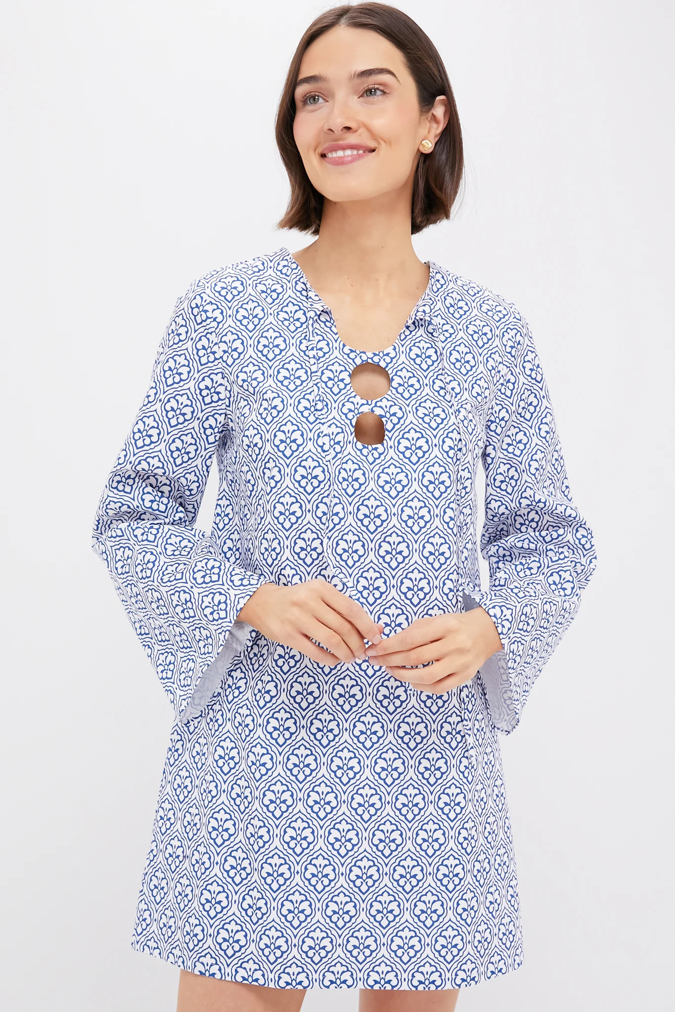 Blue Quatrefoil Blake Mini Dress | Tuckernuck (US)
