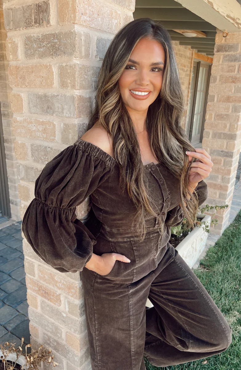 Wishful Heart Brown Corduroy Jumpsuit | Apricot Lane Boutique