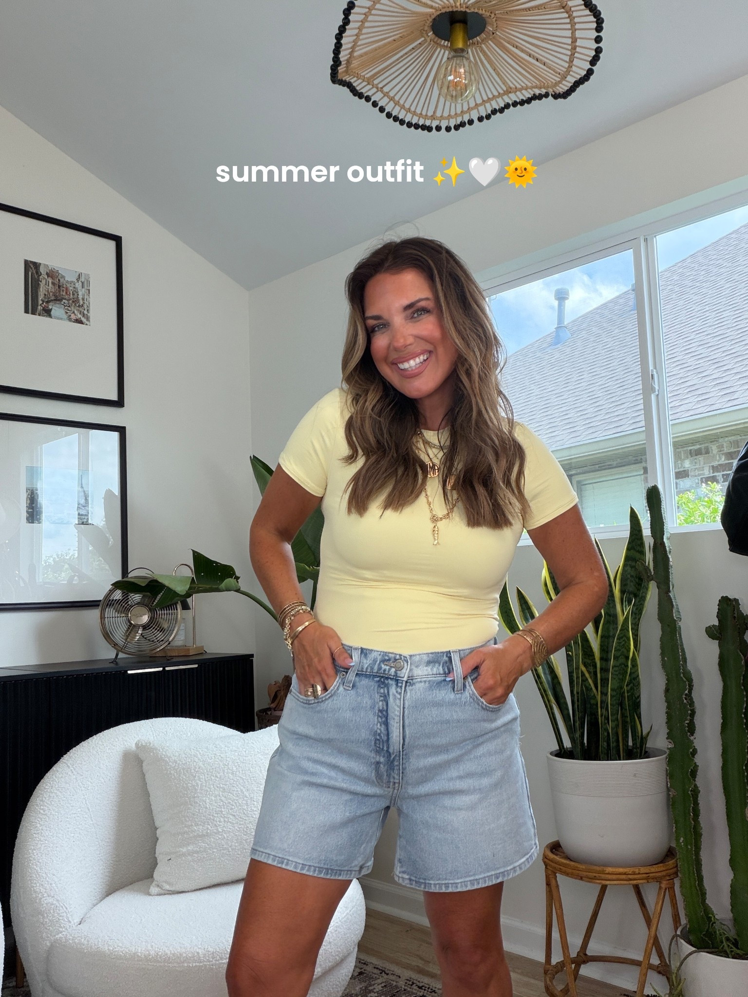 Elevated basics that I wear on repeat!! 
Can be styled all year long too. Butter yellow top is 10/10~ double lined and so slimming!! 
Wearing size medium in top & 
sized up to a size 8 in shorts for a looser fit. 


#LTKOver40 #LTKmomlife #LTKootd