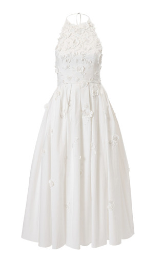 Embroidered Cotton Midi Halter Dress | Moda Operandi (Global)