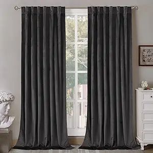 BGment Grey Velvet Curtains 84 Inch for Bedroom, Thermal Insulated Blackout Curtains Noise Reduce... | Amazon (US)