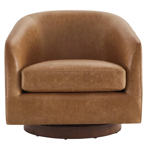 Bennett Genuine Leather Swivel Barrel Chair | Wayfair North America