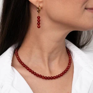 CARMEN Red Carnelian Necklace Choker, Red Necklace, Red Gemstone Necklace, Genuine Carnelian, Bea... | Etsy (US)