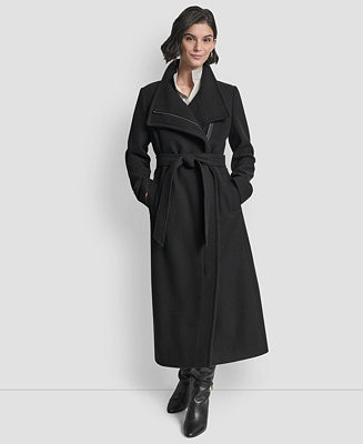 Women's Wing Collar Asymmetrical Wrap Coat | Macy's