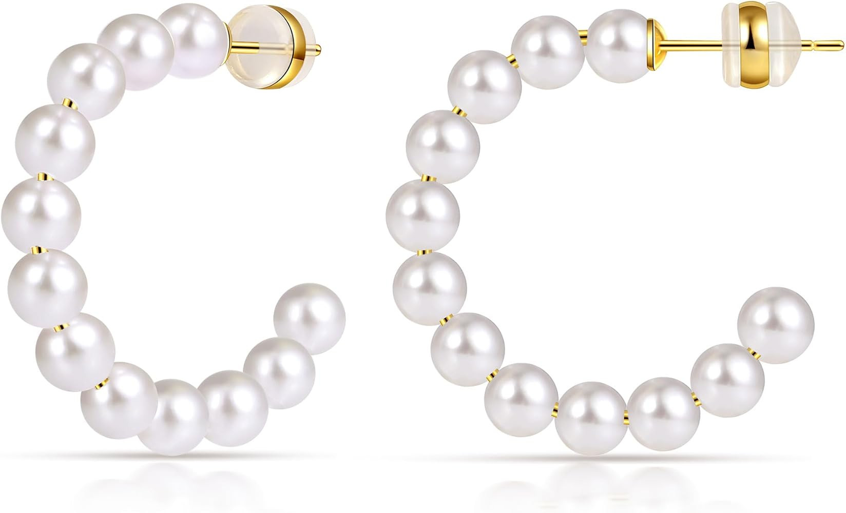 Gacimy Pearl Hoop Earrings for Women with 925 Sterling Silver Post | Amazon (US)