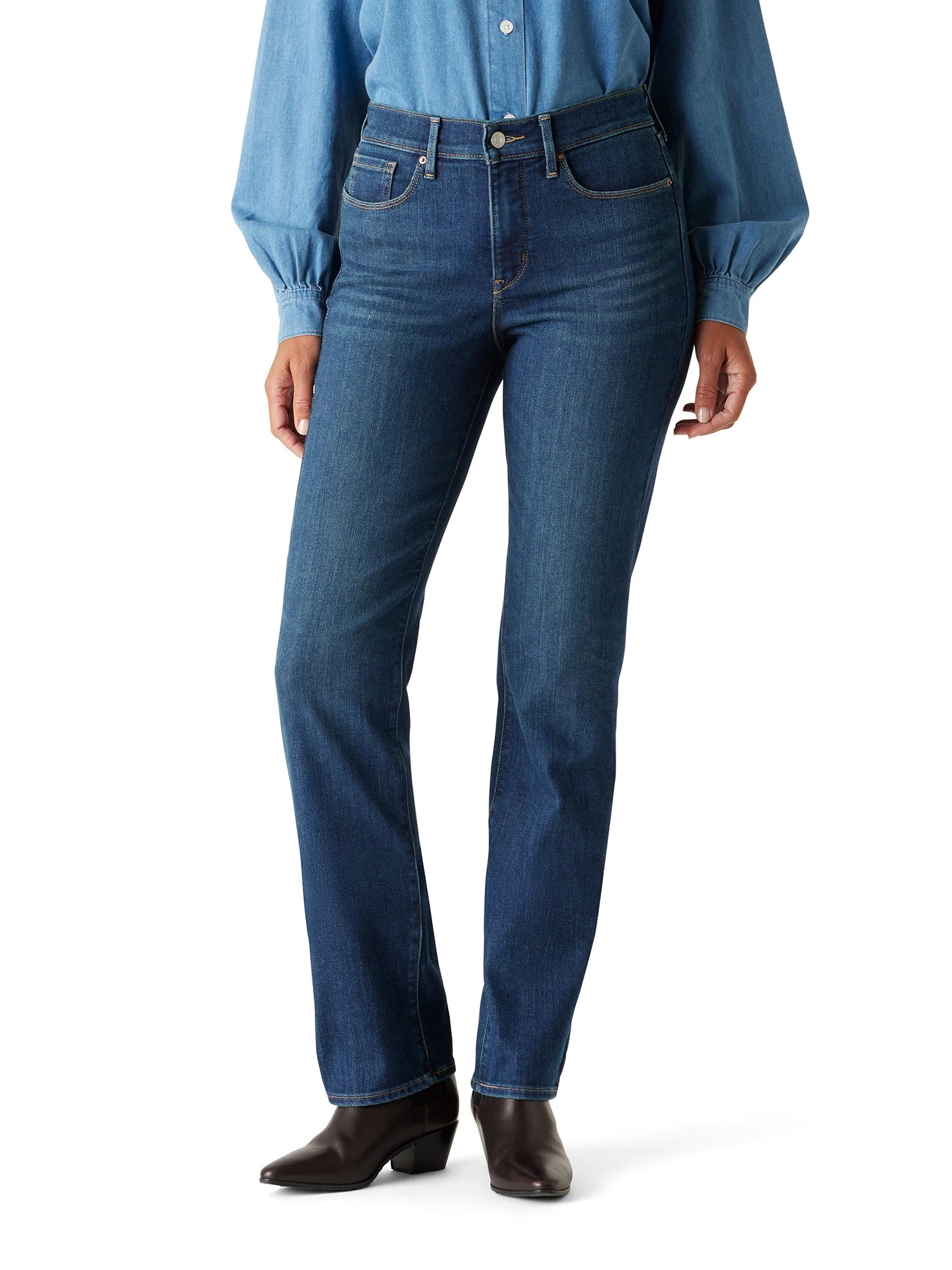 Levi Strauss Signature Women's and Women's Plus Mid Rise Straight Jeans, Tummy-Smoothing Pannel, ... | Walmart (US)