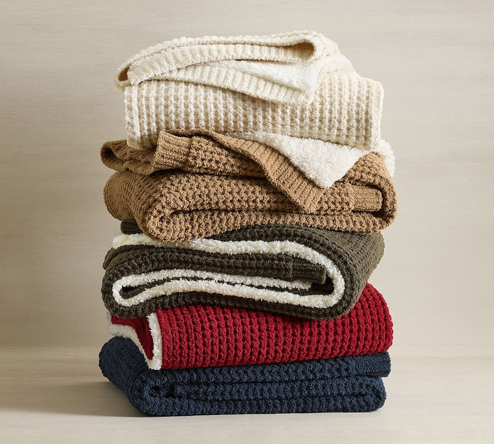 Chenille Waffle Sherpa Back Throw | Pottery Barn (US)