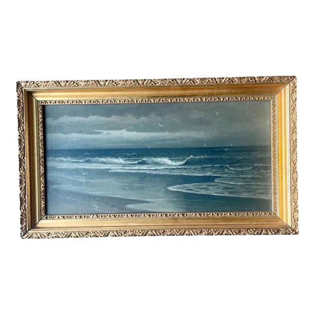 Antique Seascape Oil Painting on Canvas by William H. Weisman, Framed | Chairish