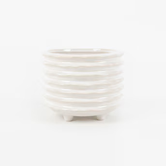 allen + roth 6.625-in W x 5-in H Ivory Ceramic Traditional Indoor/Outdoor Planter | Lowe's