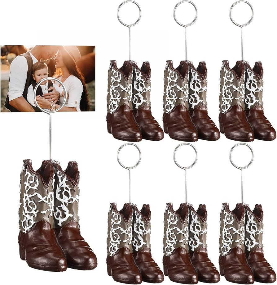 Tatuo 6 Pcs Cowboy Boots Table Number Holders Cute Photo Balloon Place Card Holder Cute Table Num... | Amazon (US)
