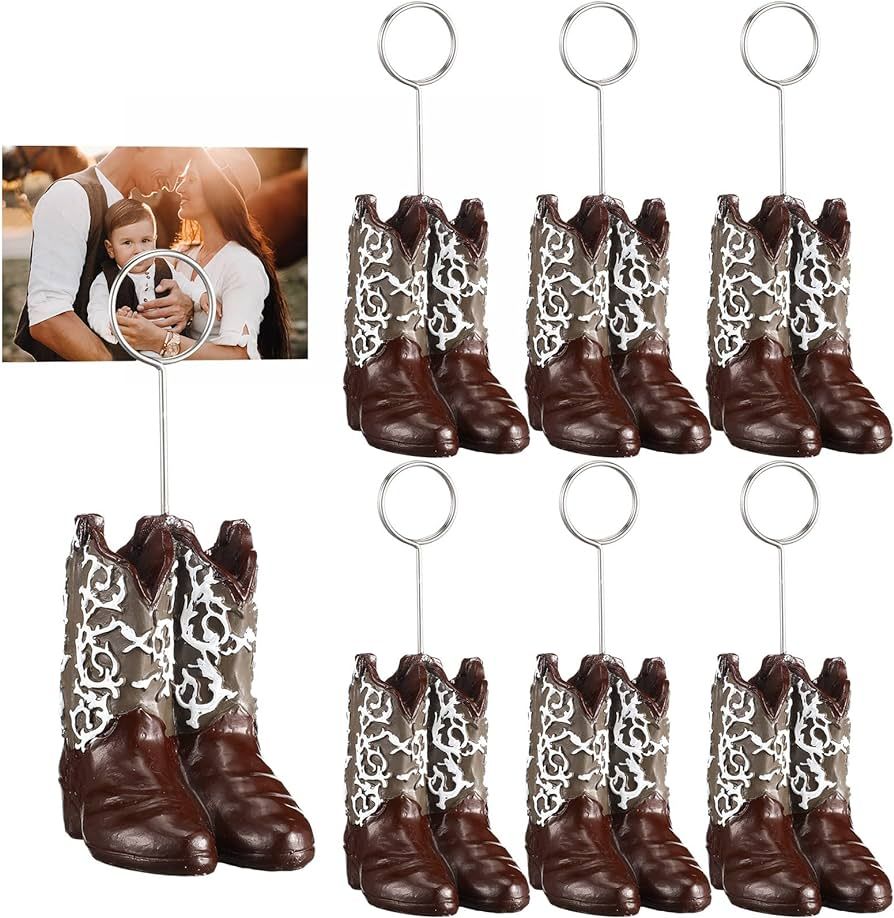 Tatuo 6 Pcs Cowboy Boots Table Number Holders Cute Photo Balloon Place Card Holder Cute Table Num... | Amazon (US)