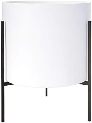 Modern White Plants Pot Cylinder Planter with Heavy Duty Stand, X-Large 14 Inch Pot, 19.6 Inch wi... | Amazon (US)