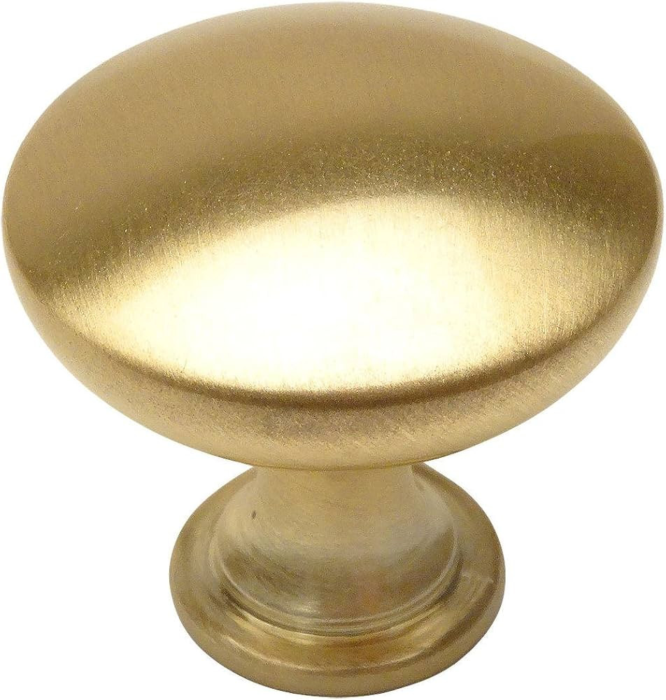 Cosmas 10 Pack 5305BB Brushed Brass Traditional Round Solid Cabinet Hardware Knob - 1-1/4" Diamet... | Amazon (US)