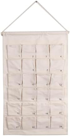 Fabric Advent Calendar with 24 Numbered Pockets, 67 x 42 cm, White Hanging Wall Calendar to Fill ... | Amazon (US)