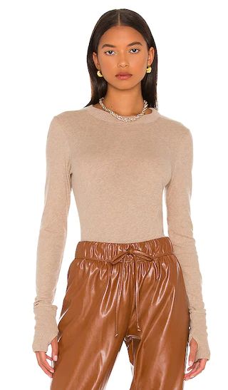Cashmere Easy Cuffed Crew in Dark Brown | Revolve Clothing (Global)