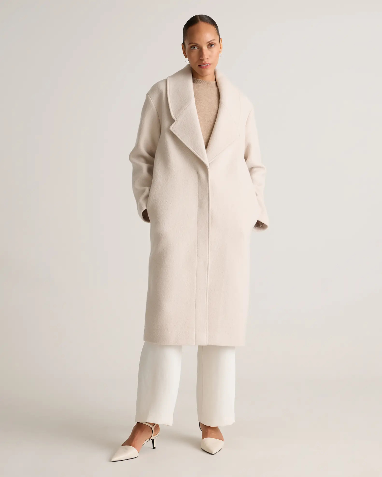 100% Merino Wool Shawl Collar Long Coat | Quince