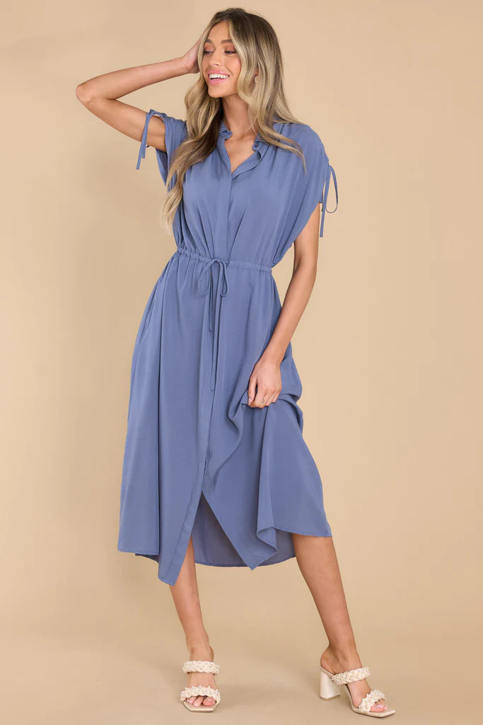 Count On Cozy Slate Blue Midi Dress | Red Dress 