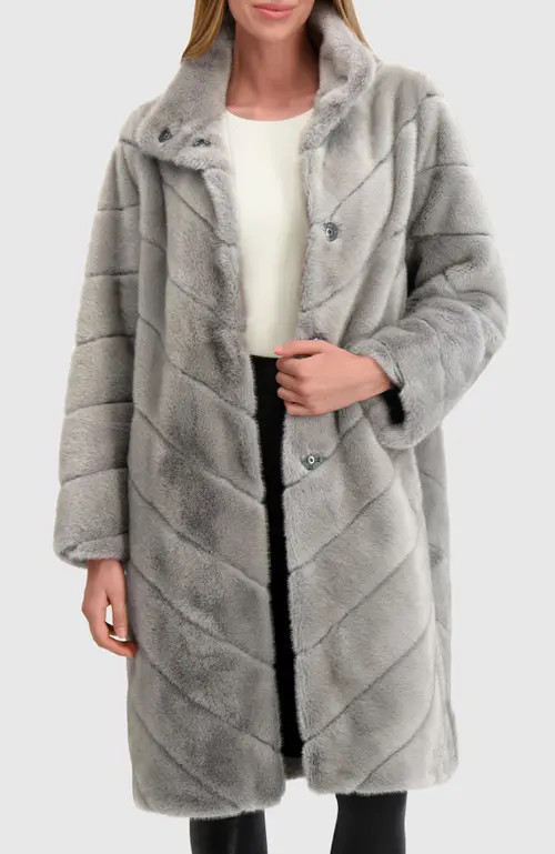 Lyla Grant Fur-Free Mink (Faux Fur) Short Coat in Dark Gray at Nordstrom, Size Large | Nordstrom