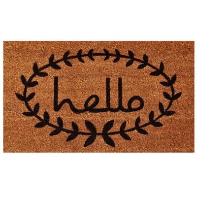 Home & More 24-Inch x 36-Inch Calico Hello Door Mat in Natural/Black | Bed Bath & Beyond