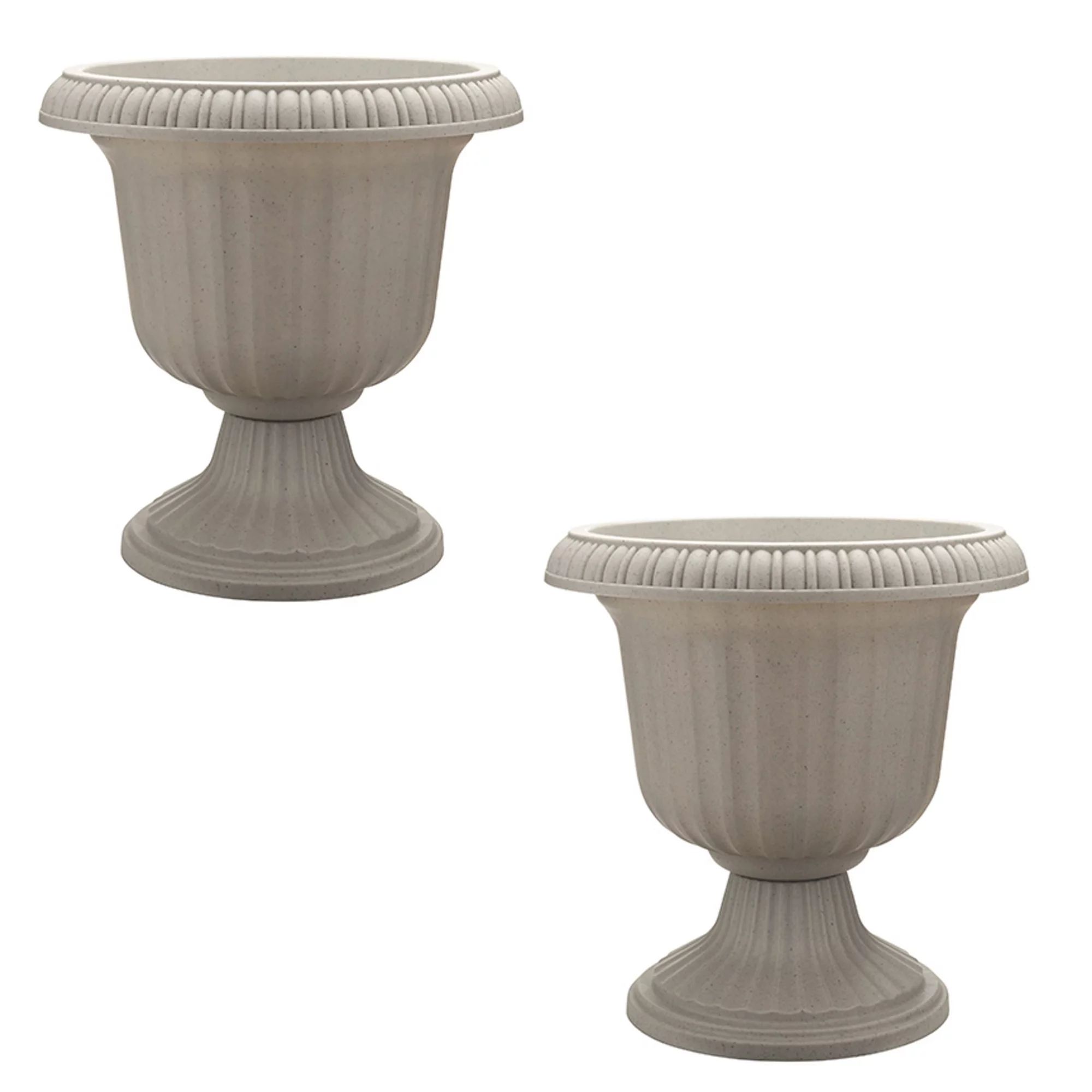 Southern Patio 14" Outdoor Lightweight Resin Utopian Urn Planter, Stone (2 Pack) - Walmart.com | Walmart (US)