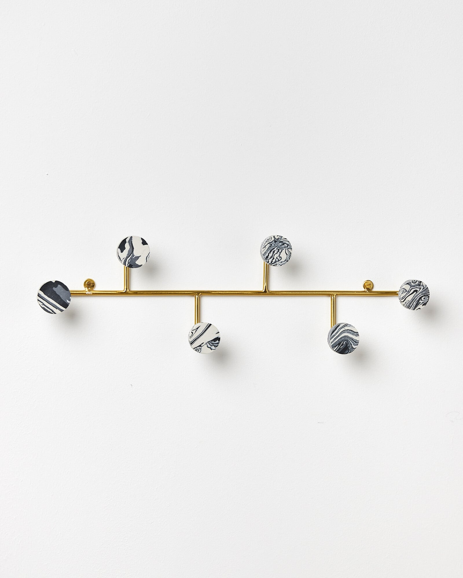 Monochrome Marbled Gold Fitted Wall Storage Hooks | Oliver Bonas (Global)