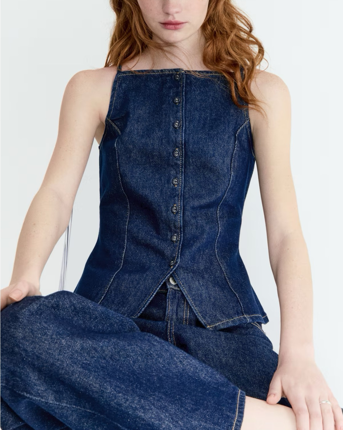 Denim vest tank top 

#LTKSeasonal