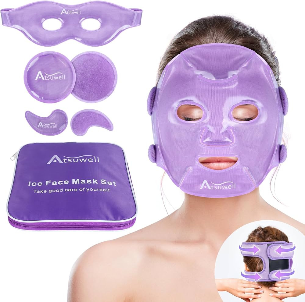 Atsuwell Cooling Ice Face Eye Mask Set for Dark Circles and Puffiness, 6 Gel Cold Packs for Face,... | Amazon (US)