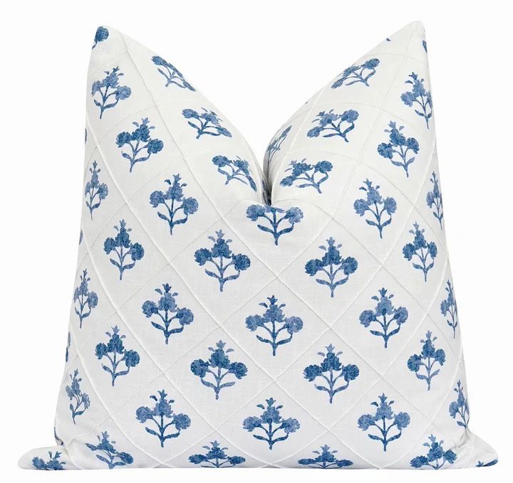 Milledge Blue Floral Pillow | Land of Pillows