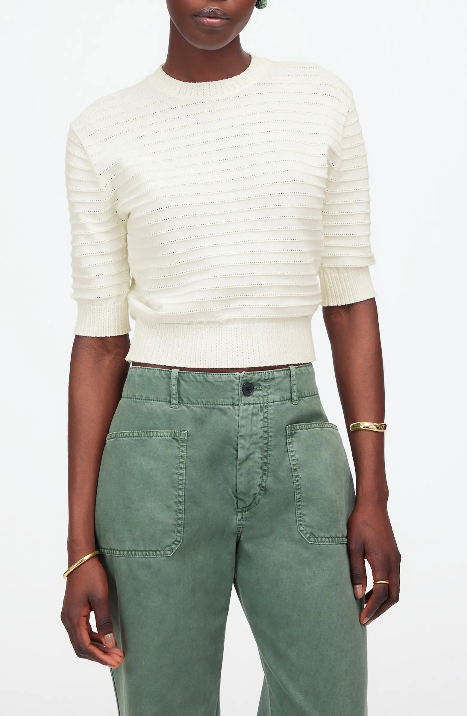 Textural Stitch Cotton Sweater | Nordstrom
