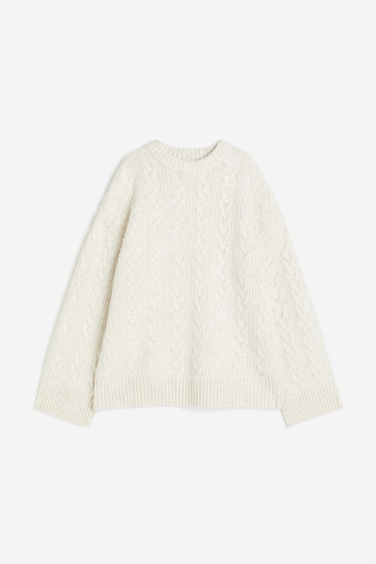 Oversized cable-knit jumper - Natural white - Ladies | H&M GB | H&M (UK, MY, IN, SG, PH, TW, HK, KR)
