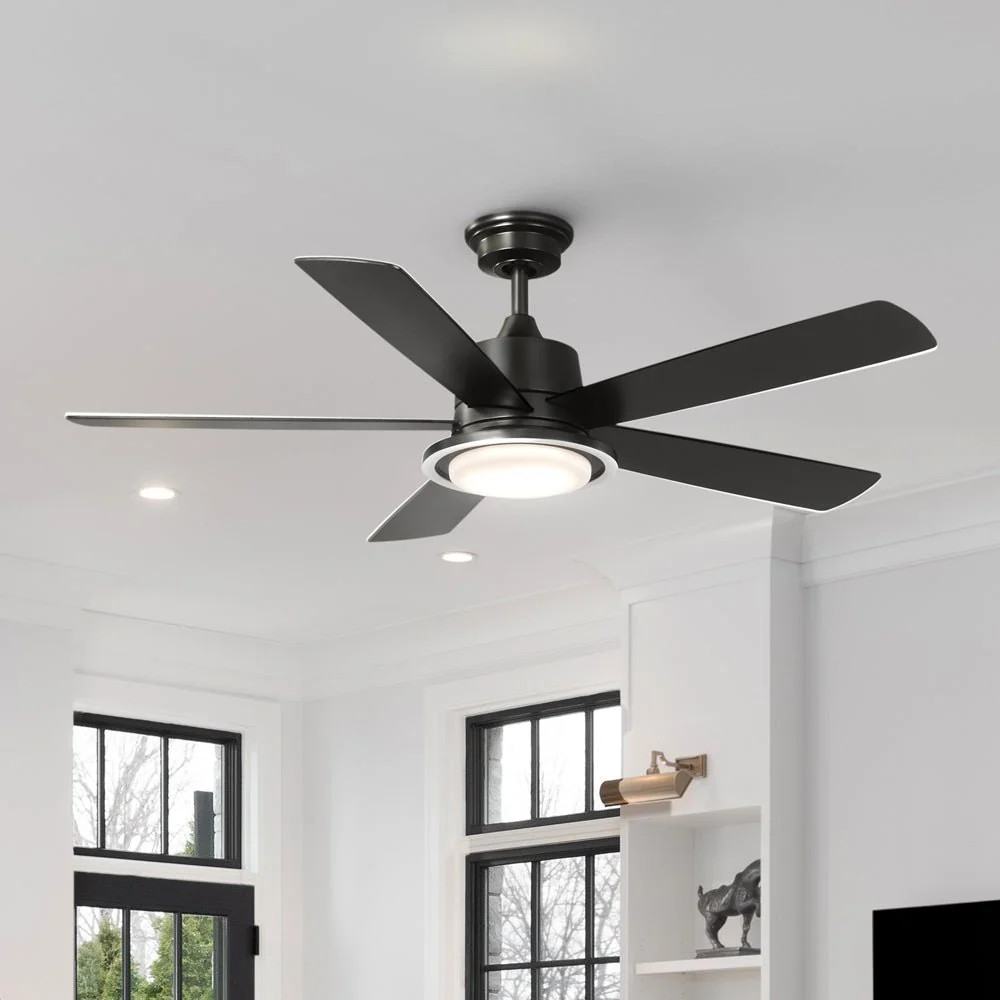 UHP9462 New Traditional Indoor Ceiling Fan, 14-3/4''H x 52"W x 52''D, Matte Black Finish, Yoxford... | Urban Ambiance, Inc.