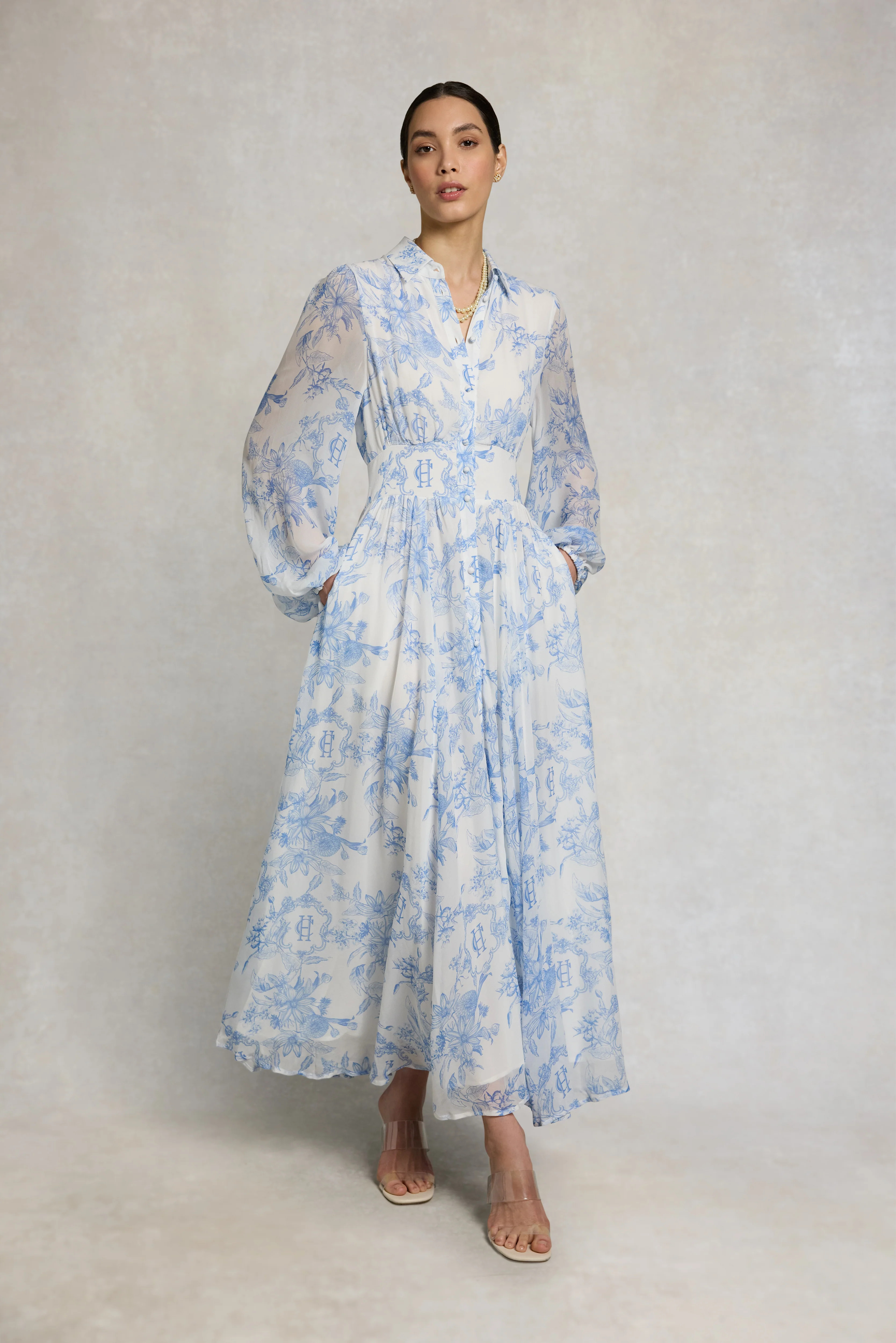 Paros Shirt Dress (English Blue Garden) | Holland Cooper