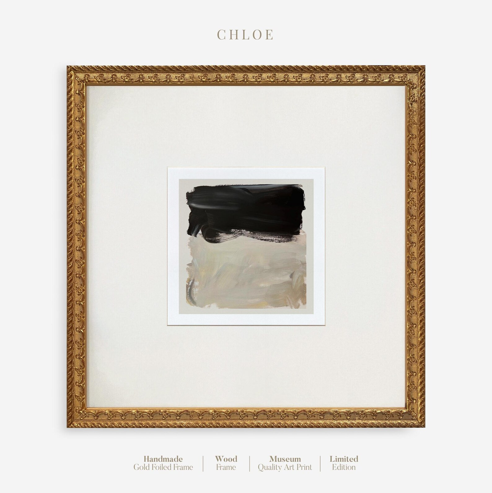 Framed Abstract Wall Art, Beige and Black Tones, Gold Framed Art, Modern Wall Decor, Contemporary... | Etsy (US)