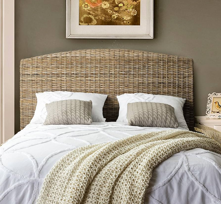 HULALA HOME Natural Rattan Headboard with Mango Wood Frame for Full Size Bed, Arched Full Headboa... | Amazon (US)