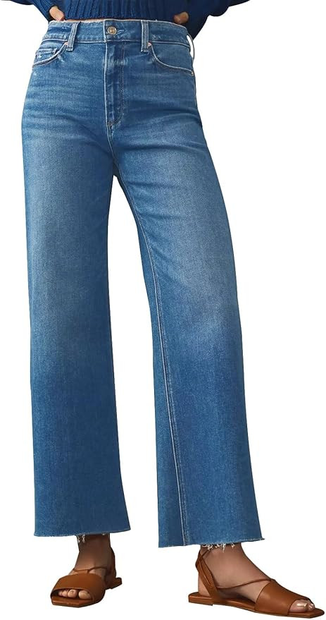 KUNMI Jeans for Women Wide Leg Baggy High Waist Boyfriends Straight Leg Stretchy Denim Pants Tren... | Amazon (US)